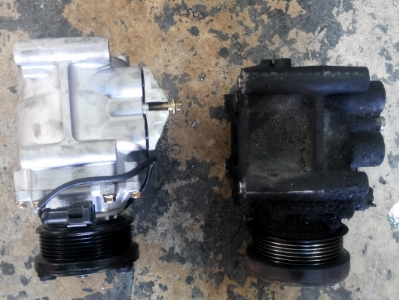 new and old car ac compressor